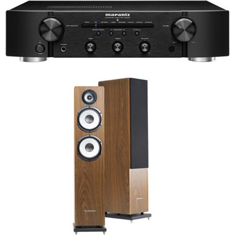 Un ampli Marantz PM6007 Noir + une paire d'enceintes colonne Cabasse Jersey MT32/2 Edition spéciale Noyer