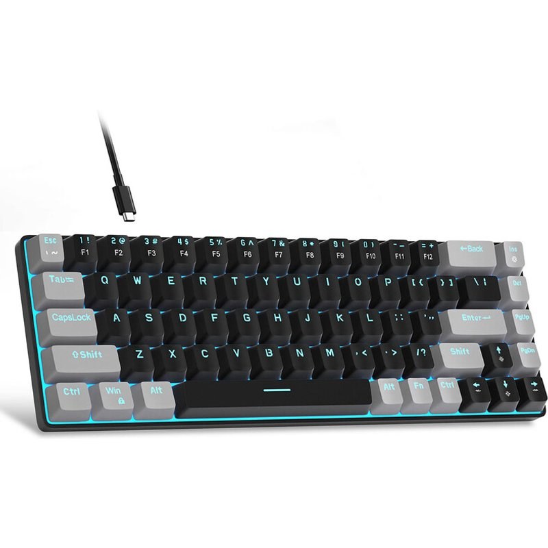 MageGee Puce Mk Box Clavier Gaming Mecanique Filaire 60 Disposition Qwerty Us Retroeclairage LED Clavier Bureau Filaire Compact 68 Touches Switch Pour Windows PC Mac