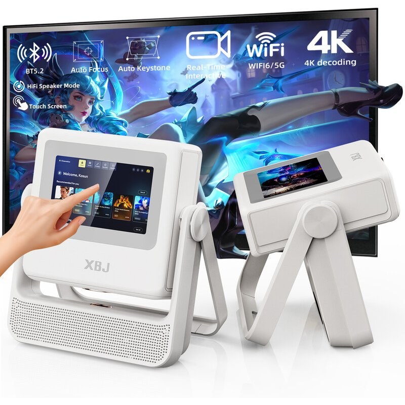 XBJ Vidéoprojecteur avec tablette tactile Full HD 1080P/4K avec système Android