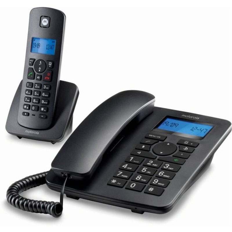 Motorola C4201 Combo Téléphone Fixe + DETC Sans Fil Noir