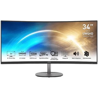 Écran PC MSI Pro MP341CQ 34" UltraWide Quad HD 100 Hz VA incurvé FreeSync Haut-parleurs