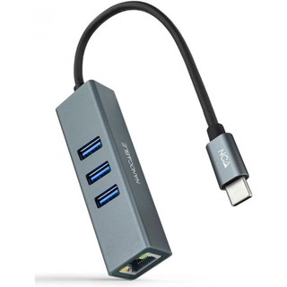 Nanocable Hub USB-C vers Gigabit Ethernet + 3X USB 3.0 Aluminium