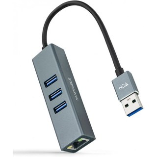 Nanocable Hub USB 3.0 vers Gigabit Ethernet +3X USB 3.0 Aluminium