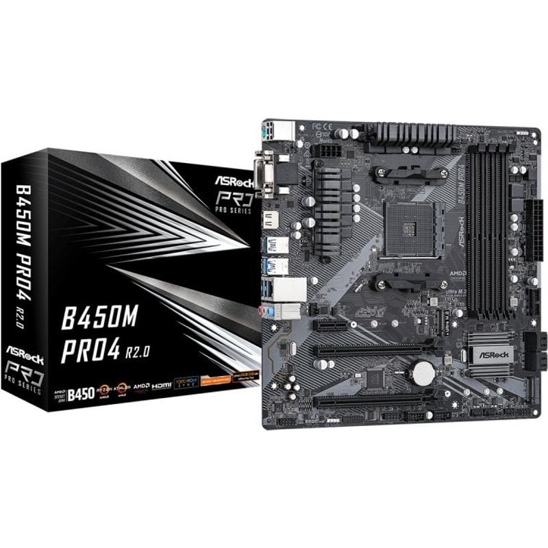 Asrock B450M PRO4 R2.0 AMD B450 Emplacement AM4 micro ATX