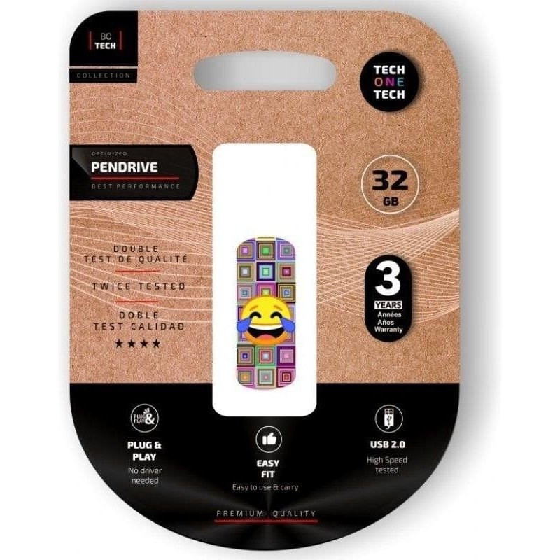 tech-one-tech Clé USB Tech One Tech Emoji 32 Go USB 2.0 Multicolore avec Clip