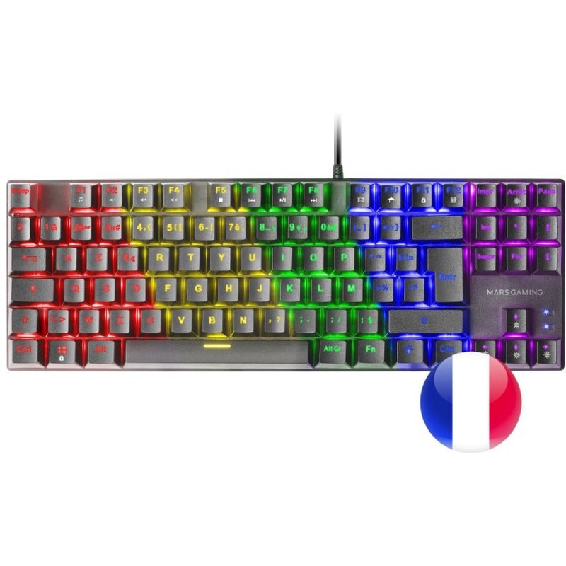 Mars Gaming MK80 clavier mécanique noir FRGB commutateur marron disposition française