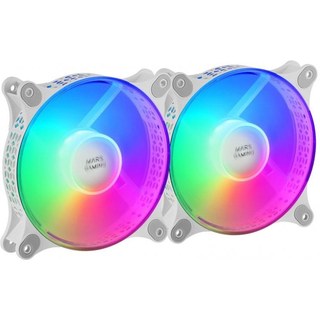 Mars Gaming MFDUO Kit 2 Ventilateurs FRGB Rainbow 120 mm Blanc