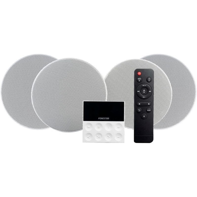 fonestar Fonstar KS-WALL Kit 4 amplificateurs muraux et 4 enceintes de plafond Bluetooth/USB/FM/AUX