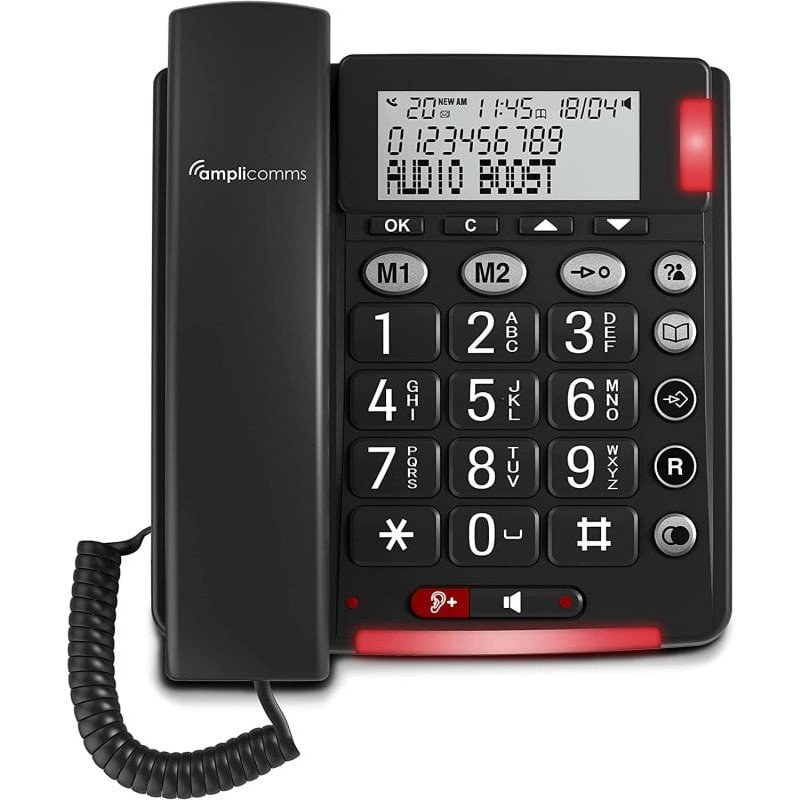 Amplicomms BigTel 48 Plus Téléphone fixe pour seniors Noir