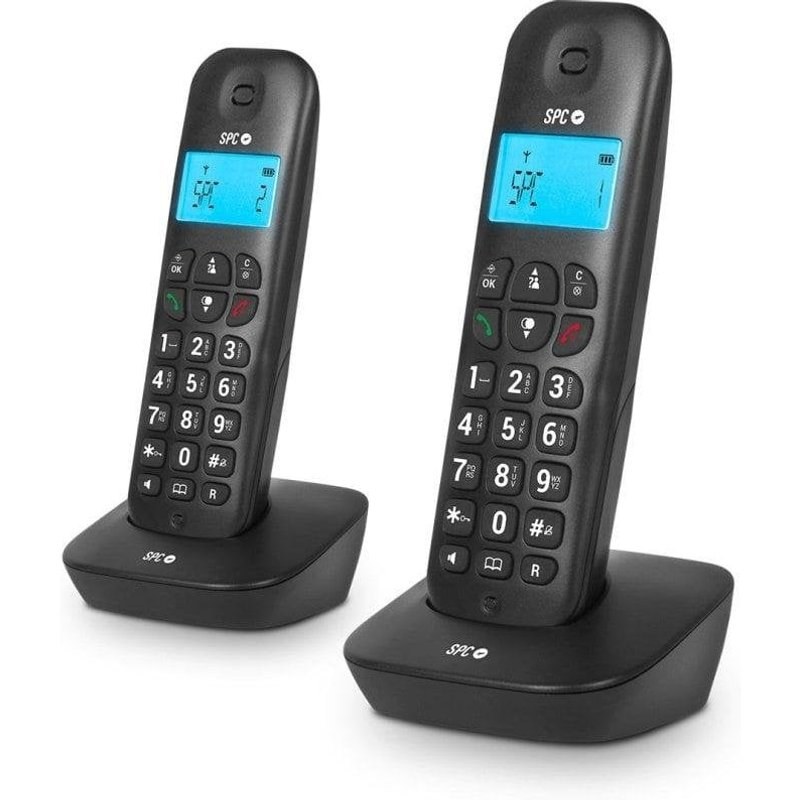 Téléphone Fixe Sans Fil Pack Duo SPC Air Pro Noir Écran Rétroéclairé