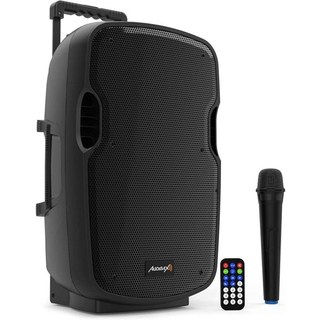 Audibax Denver 10 Enceinte de sonorisation active avec roulettes et microphone sans fil 10"