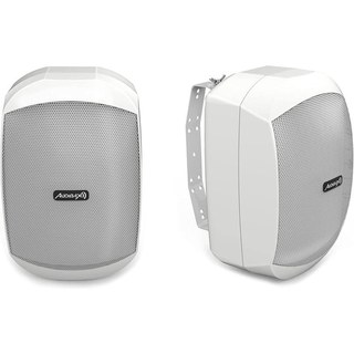 Audibax Ovo 4 Paires d'Enceintes Passives avec Support Mural 100V/8 Ohm IP65 4" Blanc