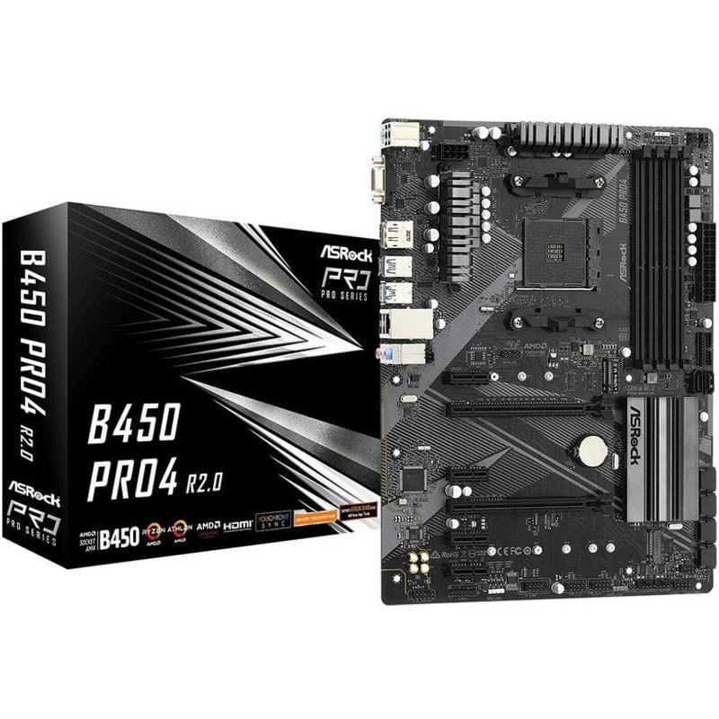 Asrock B450 PRO4 R2.0 AMD B450 Emplacement AM4 ATX