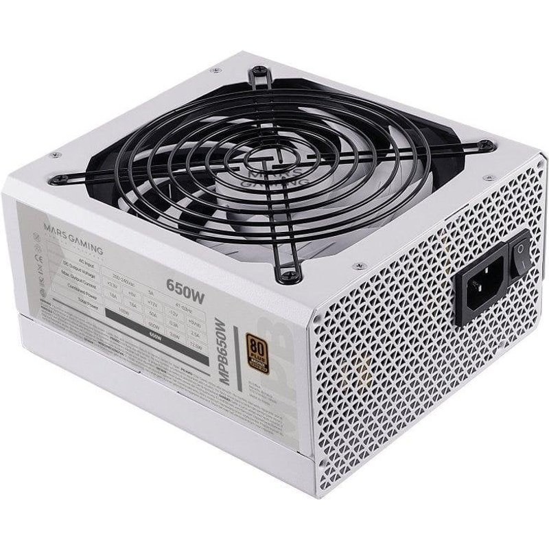 Alimentation Mars Gaming MPB650 650W Certifié 80 Plus Bronze Blanc