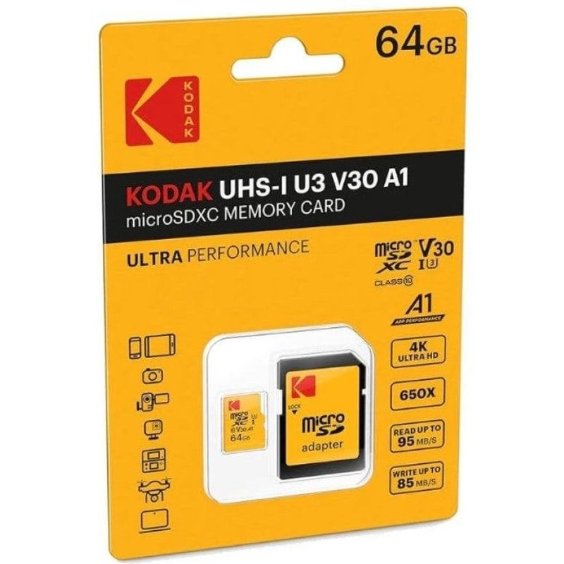 Carte mémoire MicroSDXC Kodak Ultra Performance 64 Go UHS-I U3 V30 A1