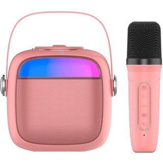 Cool Mini Enceinte Bluetooth Karaoké avec Karaoké 6W + Microphone Rose