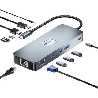 Station d'accueil Leotec LEDS03 11 en 1 avec port USB-C PD 100 W, HDMI 4K, VGA, DP, USB 3.2