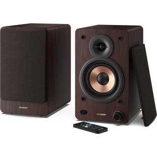 Sharp CP-SS30(BR) Enceintes actives 2 voies 60W RMS, boîtier en bois, Bluetooth, optique, USB