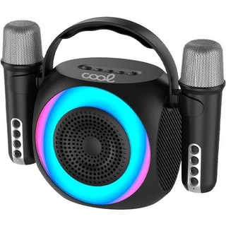 Cool Mini Karaoke Party Enceinte Bluetooth Portable 6W + 2 Microphones Noir