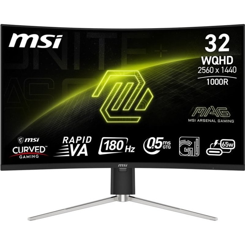 MSI MAG 325CQRF QD-E2 31,5" LED Rapid VA QHD 180 Hz 0,5 ms Adaptive Sync Incurvé USB-C