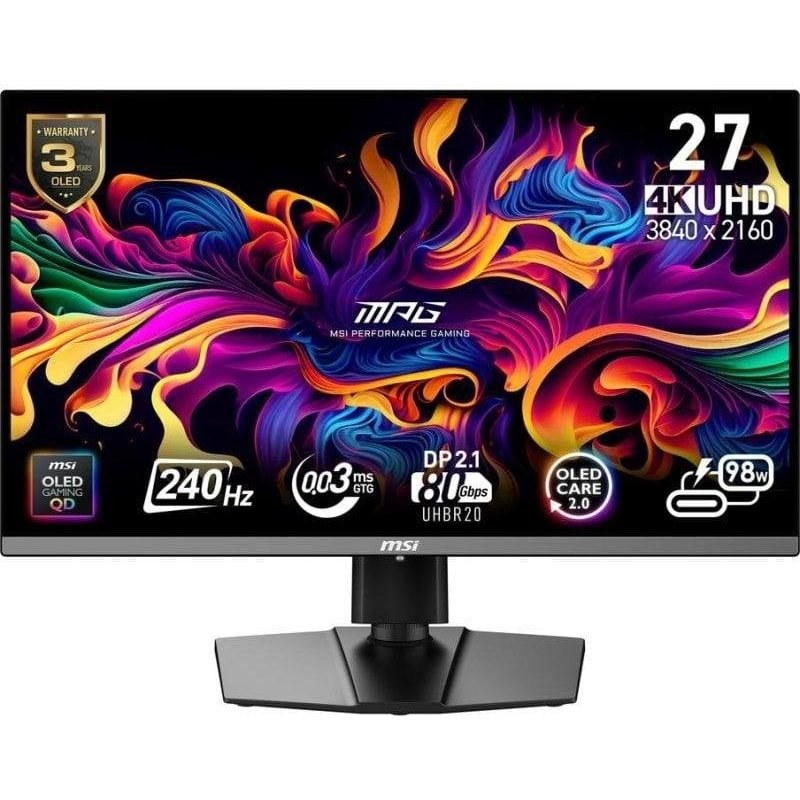 Écran PC MSI MPG 272URX 27" Ultra HD 4K 240 Hz QD-OLED 0,03MS HDR400 True Black USB-C