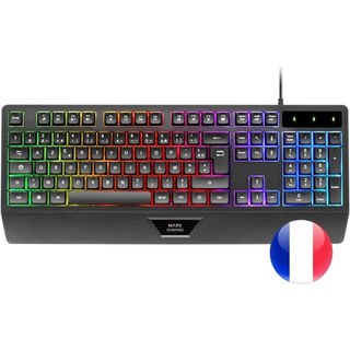 Mars Gaming MK124 Clavier Ergonomique H-Mech FRGB Repose-Poignet Anti-ghosting Français Noir