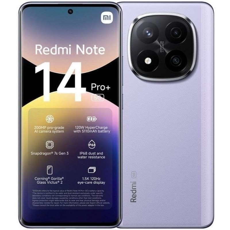 Xiaomi REDMI Note 14 Pro Plus 5G 8 Go 256 Go 6.67" Violette Lavande
