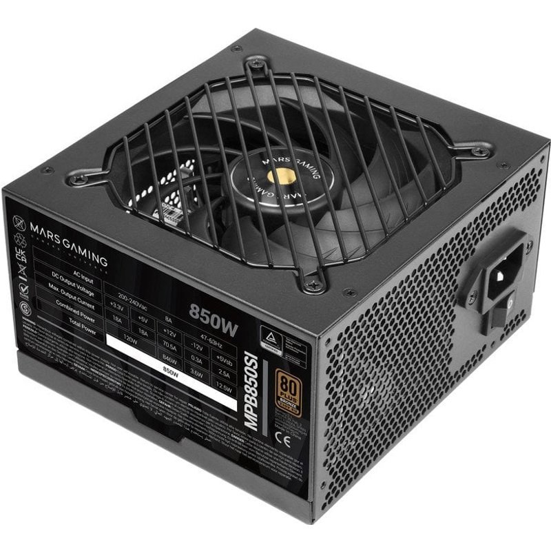 Alimentation Mars Gaming MPB850SI ATX 850W Garantie 7 ans 80PLUS Bronze 90% Noir
