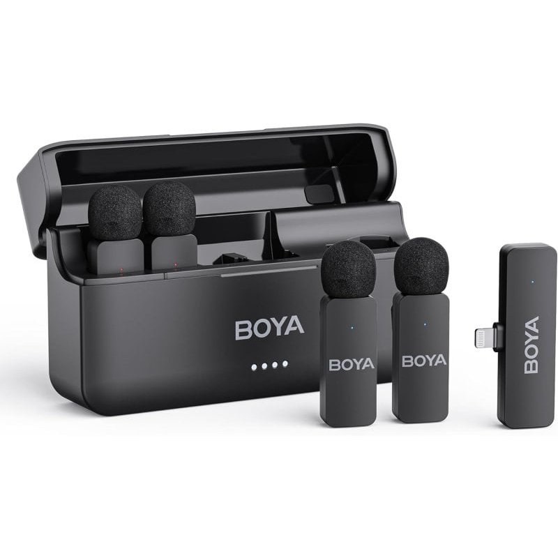 Microphones Boya By-V4D Lightning 4 canaux, 2,4 GHz, 200 m, suppression du bruit