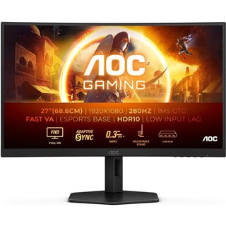 Haut-parleurs AOC C27G4ZXU 27" LED Fast VA FullHD 280 Hz, hauteur réglable, synchronisation