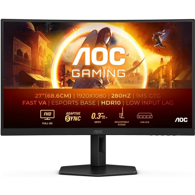 AOC Haut Parleurs C27G4ZXU LED Fast Va Fullhd Hauteur Reglable Synchronisation Adaptative Courbes