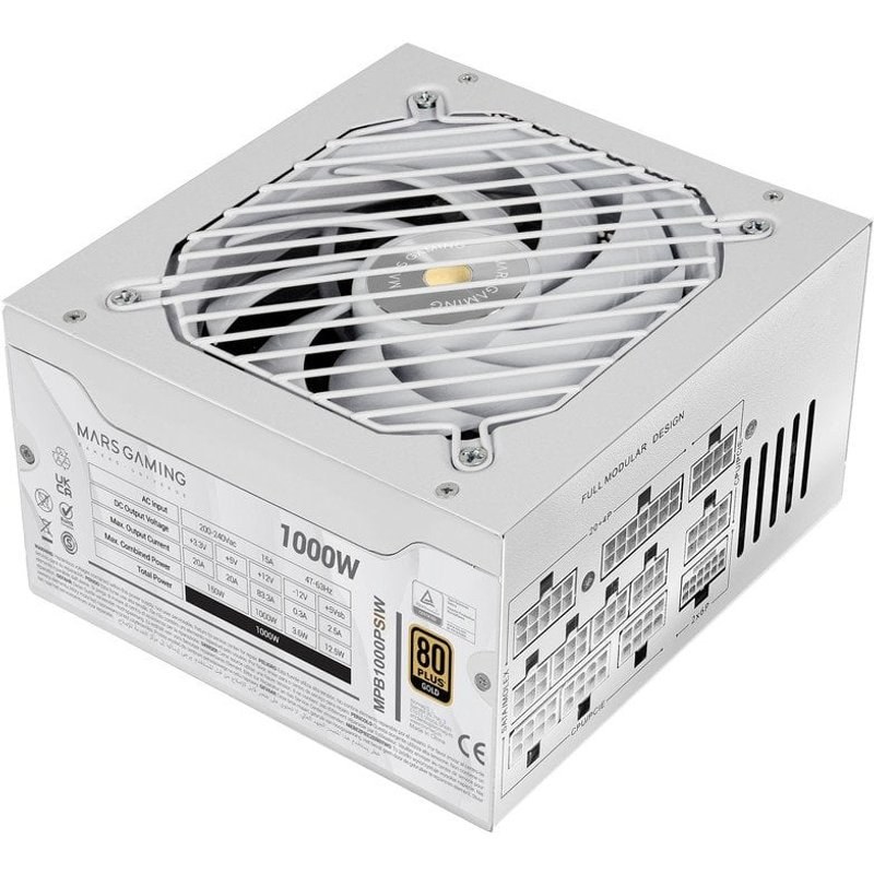Alimentation modulaire Mars Gaming MPB1000PSI ATX 3.1 1000 W 80 Plus Gold Blanc