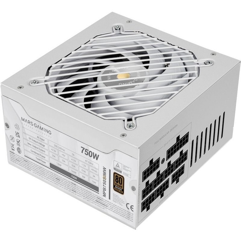 Alimentation modulaire Mars Gaming MPB750SIM ATX 750 W 80 Plus Bronze Blanc