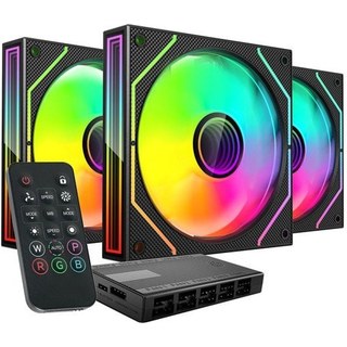 Kit Mars Gaming MF-3DPROKIT 3 ventilateurs PWM FDB 120 mm ARGB Infinity Mirror Hub Noir