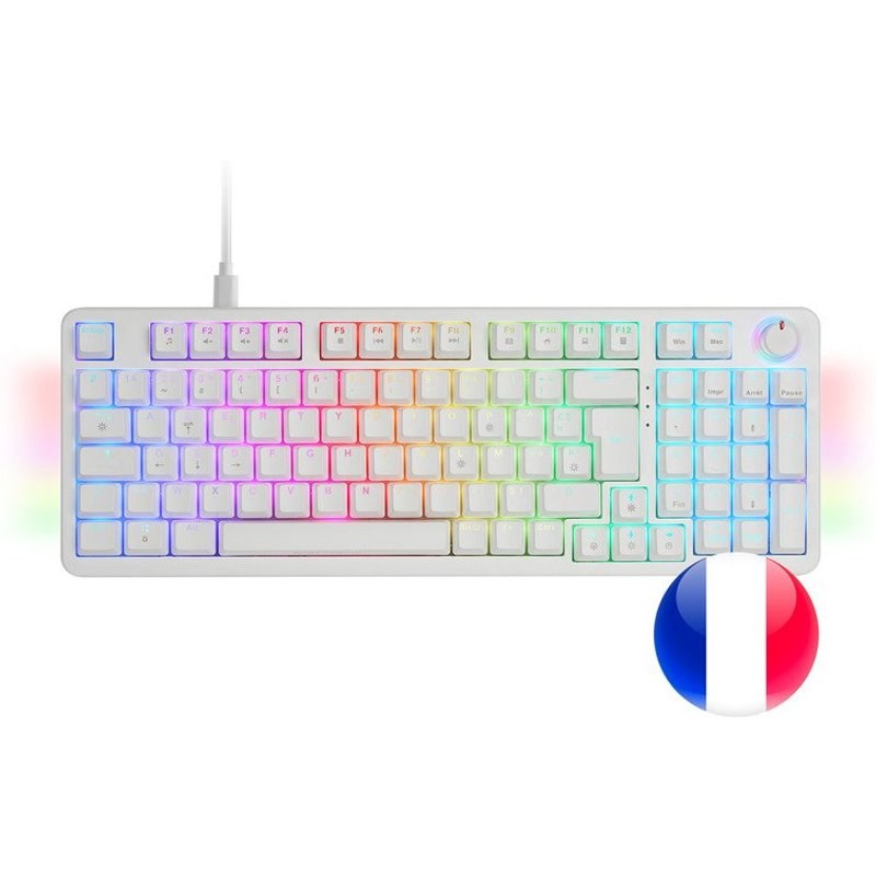 Clavier mécanique Mars Gaming MKPro RGB Chroma Anti-ghosting Silencieux Switches Français Blanc