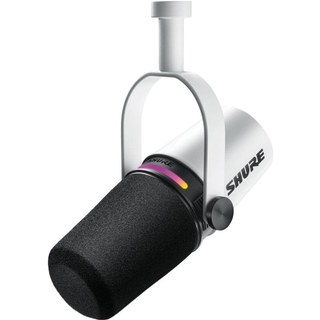 Microphone dynamique USB/XLR Shure MV7+ pour diffusion de podcasts, blanc