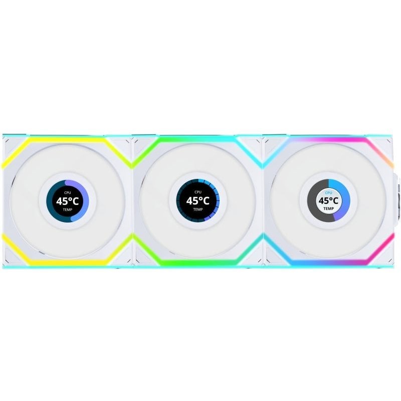 Lian Li UNI FAN SL Wireless LCD 120 Boitier PC Ventilateur 12 cm Blanc 3 pièce(s)