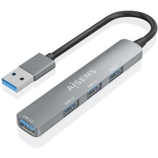 AISENS A106-0859 Hub USB 3.0 Aluminium 1XUSB3.0+3XUSB2.0 10CM Gris PC