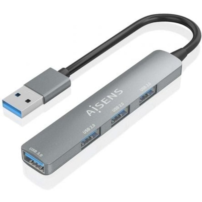 AISENS A106-0859 Hub USB 3.0 Aluminium 1XUSB3.0+3XUSB2.0 10CM Gris PC
