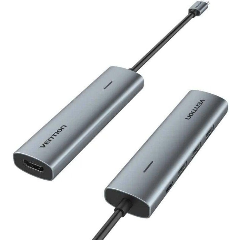 Hub USB-C Vention TGGHB 5EN1 HDMI USB3.0 PD 100W Aluminium Gris