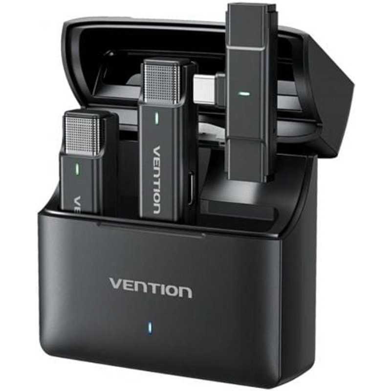 Microphone double sans fil USB-C Vention NCAB0 avec suppression du bruit et étui de chargement