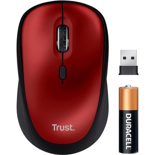 Souris Trust Sans Fil 1600 DPI Silencieuse Recyclée Droite Rouge