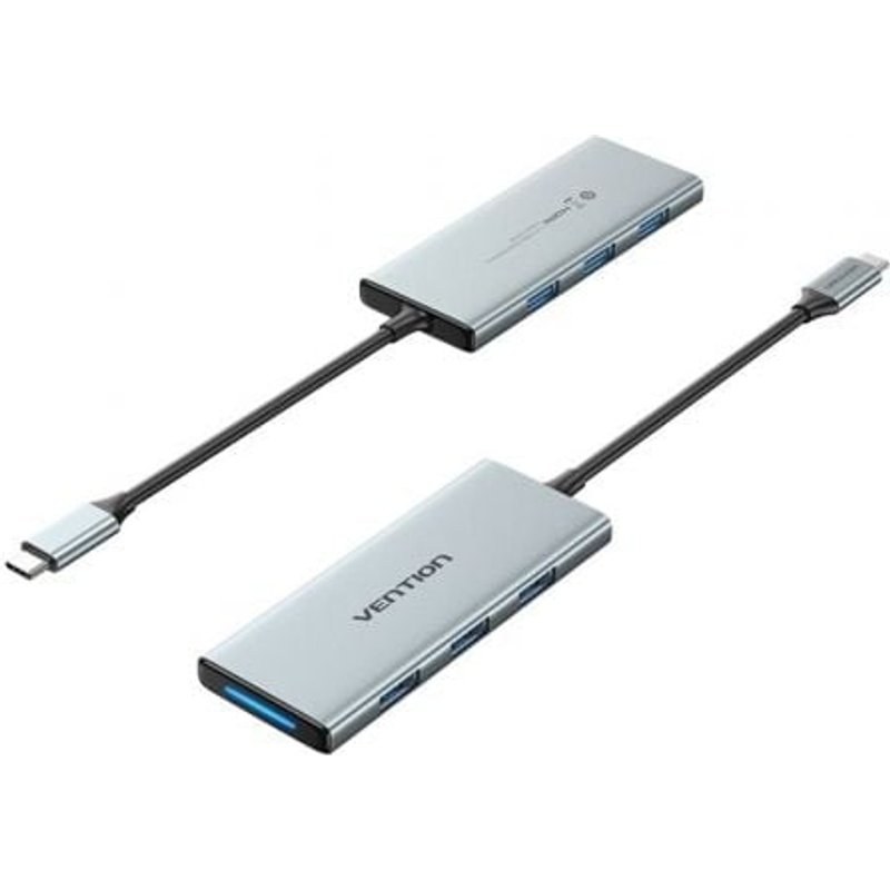 Station d'accueil Vention TOPHB USB-C HDMI 4K 3XUSB 3.0 Lecteur SD/MicroSD Gris