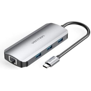 Station d'accueil Vention TOHHB USB-C HDMI 3XUSB 4K 100W PD RJ45 Aluminium Gris