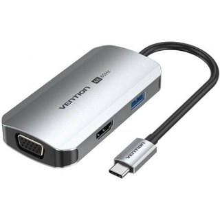 Station d'accueil Vention TQAHB 1XHDMI 1XUSB 1XVGA 1XUSB-C PD Gris