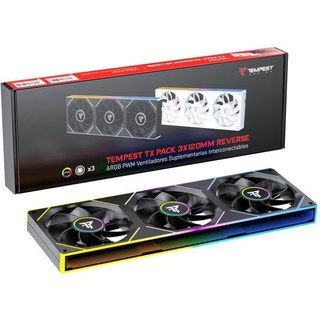 Ventilateur Tempest TX 120 mm ARGB PWM, lot de 3, connexion inversée, noir