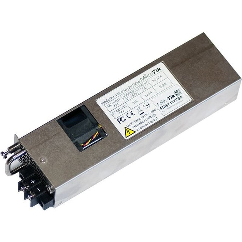 Alimentation Mikrotik 150 W Certifications RoHS, FCC, CE Modèle PW48V-12V150W Multicourant