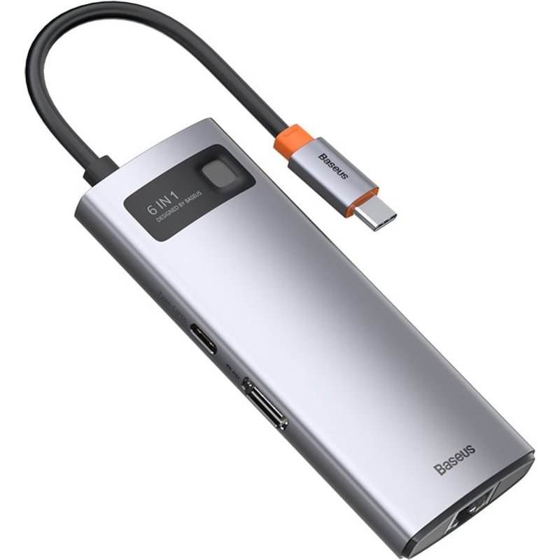 Station d'accueil USB-C Baseus Metal Gleam 100 W 4K Ultra HD Ethernet 1 000 Mbit/s Gris