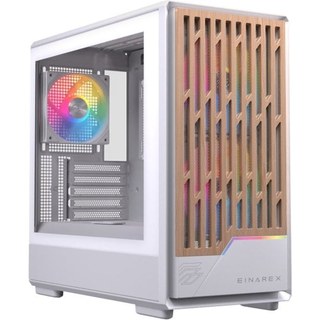 Tour PC compacte Einarex PULSE PM400 RGB blanche, bois, support 9 ventilateurs, refroidisseur