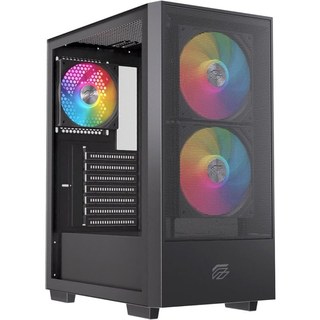 Boîtier PC Einarex Pulse P100 RGB noir avec panneau en verre, compatible avec 6 ventilateurs